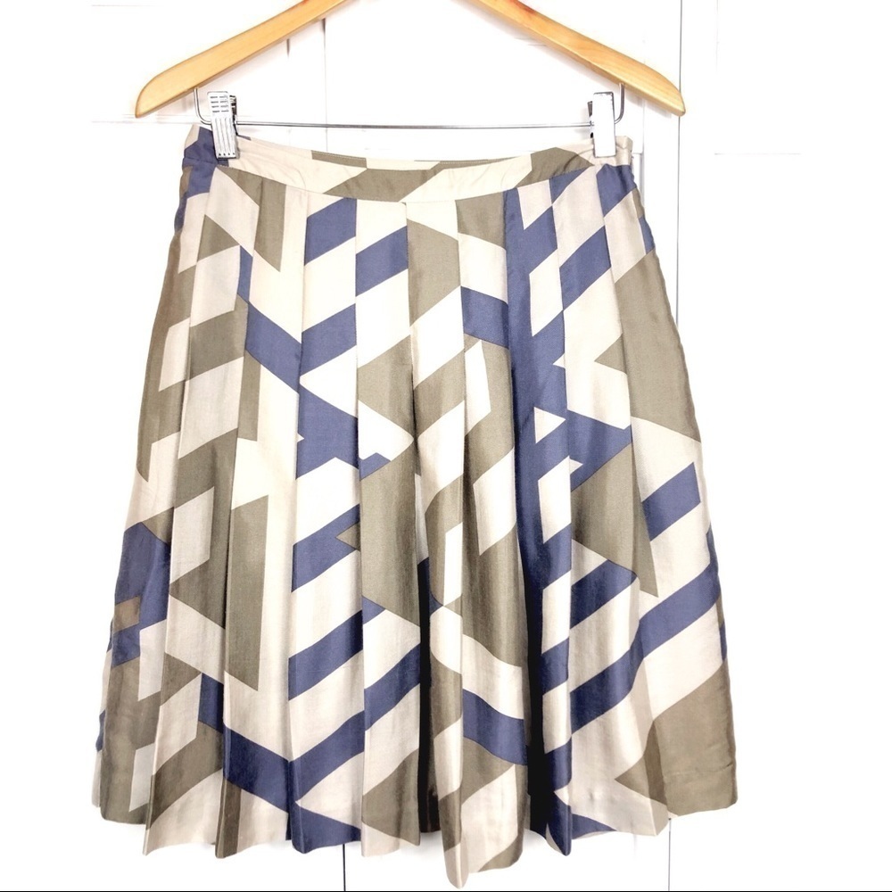 SILK GEOMETRIC A-LINE SKIRT (0917)